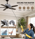 Microfiber Feather Duster | 100-Inch Extendable & Bendable Handle | 360° Flexible Fan & High-Reach Cleaning Duster