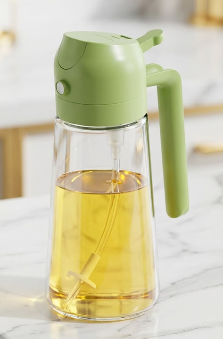 2-in-1 Glass Oil Sprayer & Dispenser Bottle | Spray & Pour Oil Dispenser for Cooking, BBQ & Air Fryer |