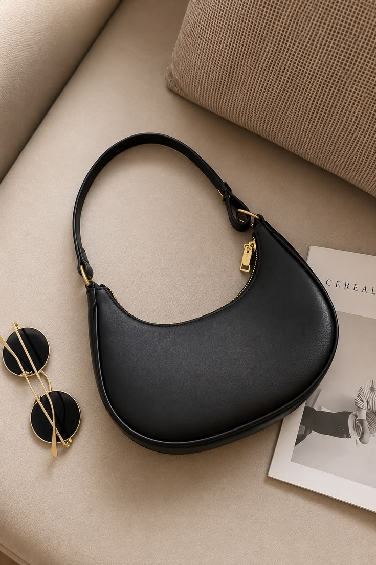 Women’s Trendy PU Fashion Bag Black | Stylish Solid Compact Handbag | Casual & Party Wear