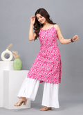Women’s Printed Rayon Sharara Set | Sleeveless Kurta with Palazzo Bottom | Elegant Ethnic & Festive Wear