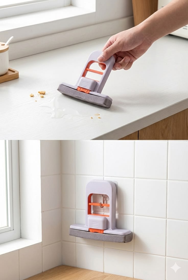Mini Portable Self-Squeeze Sponge Mop | Compact Kitchen & Multi-Surface Cleaner | Pack of 2