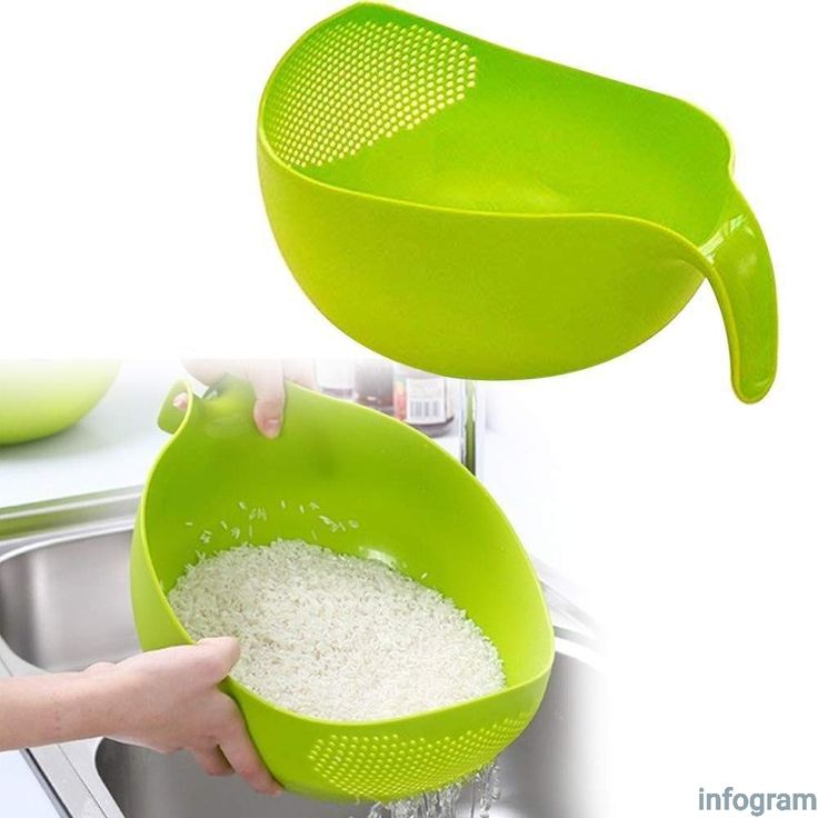 Multipurpose Vegetable Strainer & Rice Washing Bowl | Plastic Kitchen Colander & Drain Basket | Green | Pack of 1