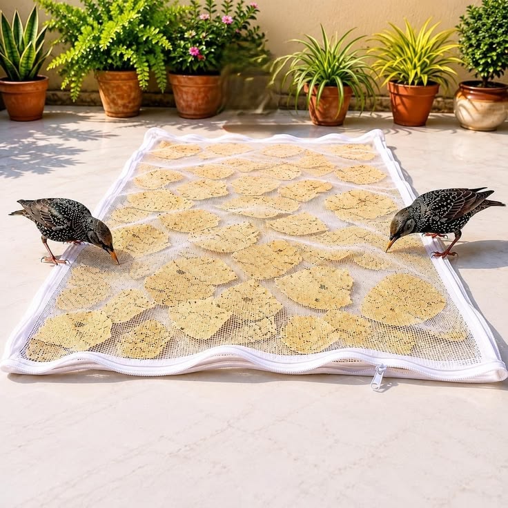 Food Drying Net with Zip Cover | Papad, Vadagam, Herbs & Spice Drying Cloth | Reusable Protective Net | 94 × 66 cm | Pack of 1