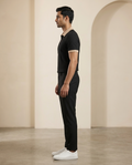 PARALLEL TIMES Men’s Premium Textured Polo T-Shirt | Zip-Neck Beige Polo with Black Collar | Polycotton Half Sleeve