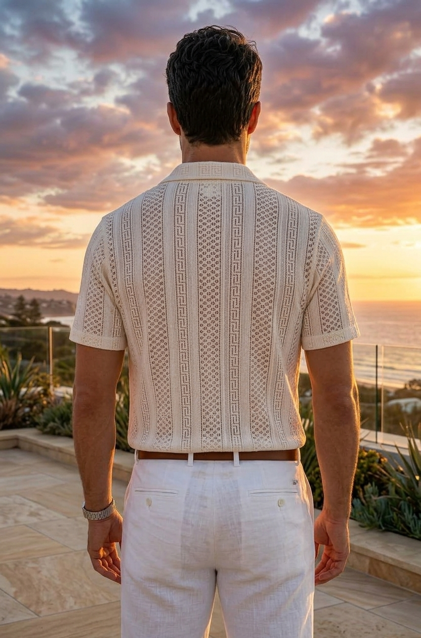 Men’s White Printed Half-Sleeve Shirt | Cotton Blend Casual Shirt | Sizes XS to XXXL