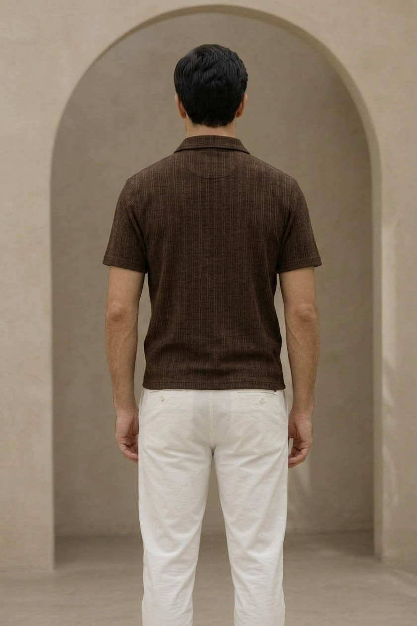 Men’s Premium Ribbed Polo T-Shirt | Zipper Collar Half Sleeve Tee | Polycotton Regular Fit Casual Wear