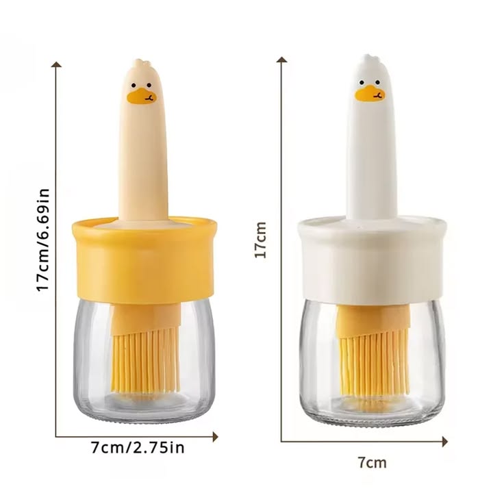 2-in-1 Oil Dispenser Bottle with Silicone Basting Brush | Cooking, Baking & BBQ | Pack of 2