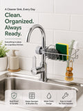 ArrayStyle Stainless Steel Sink Sponge Caddy | Faucet-Mounted Organizer with Towel Holder | Soap & Scrubber Rack | Pack of 1