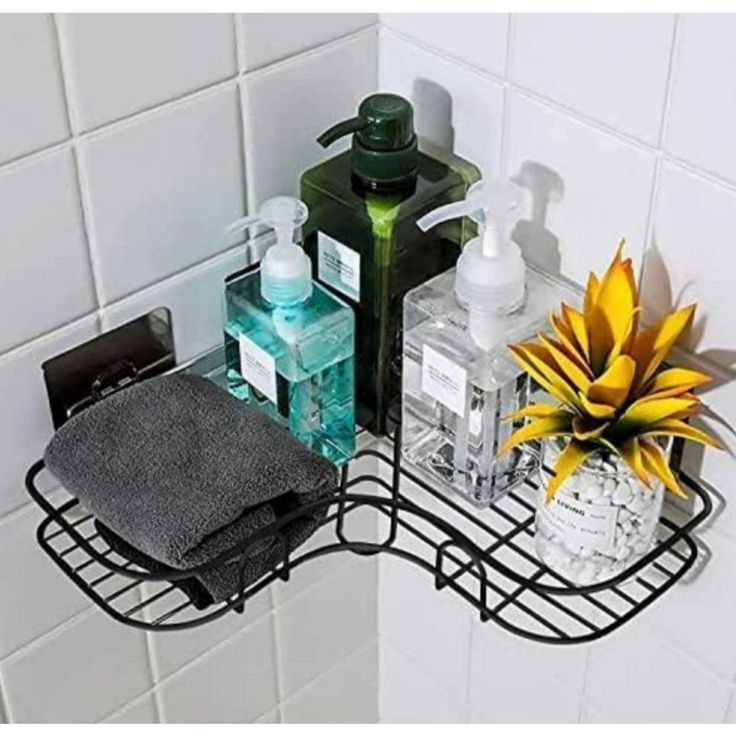 Stainless Steel Bathroom Corner Rack | Wall-Mounted Corner Storage Shelf for Toiletries & Accessories | Pack of 1