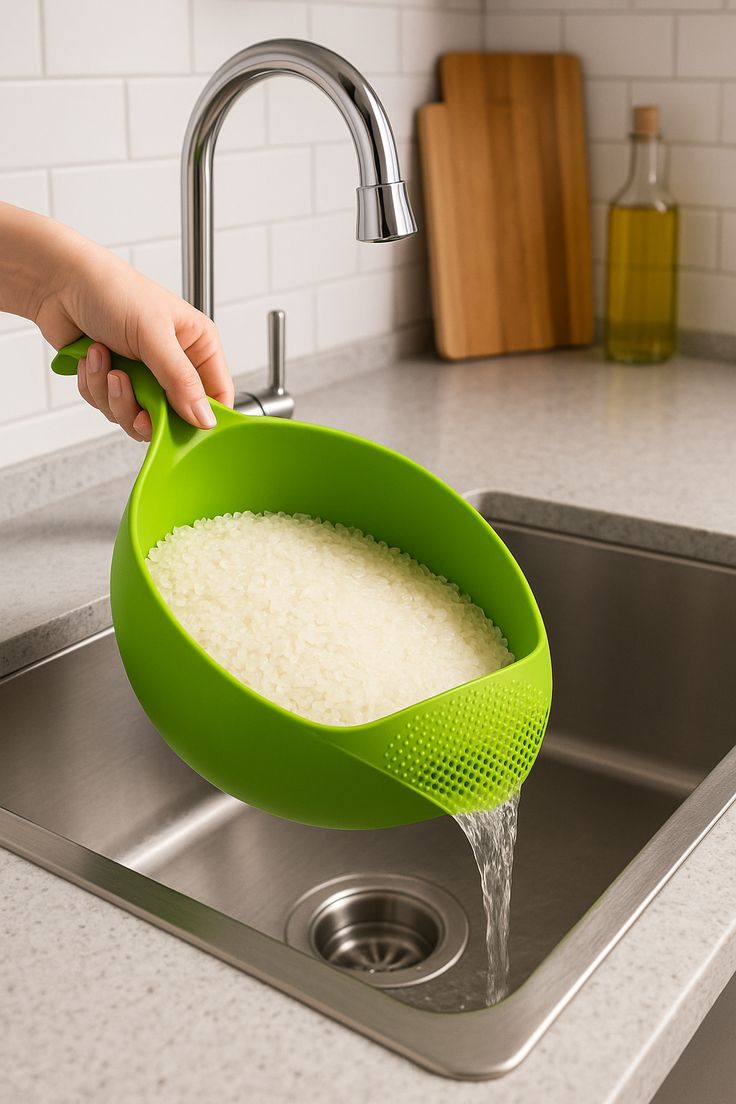 Multipurpose Vegetable Strainer & Rice Washing Bowl | Plastic Kitchen Colander & Drain Basket | Green | Pack of 1