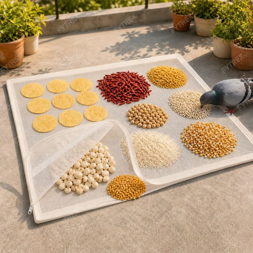 Food Drying Net with Zip Cover | Papad, Vadagam, Herbs & Spice Drying Cloth | Reusable Protective Net | 94 × 66 cm | Pack of 1