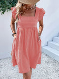 Trendy Sensational Women’s Red & White Checked Cotton Dress | Short Sleeve Summer Casual Dress | S–XXL