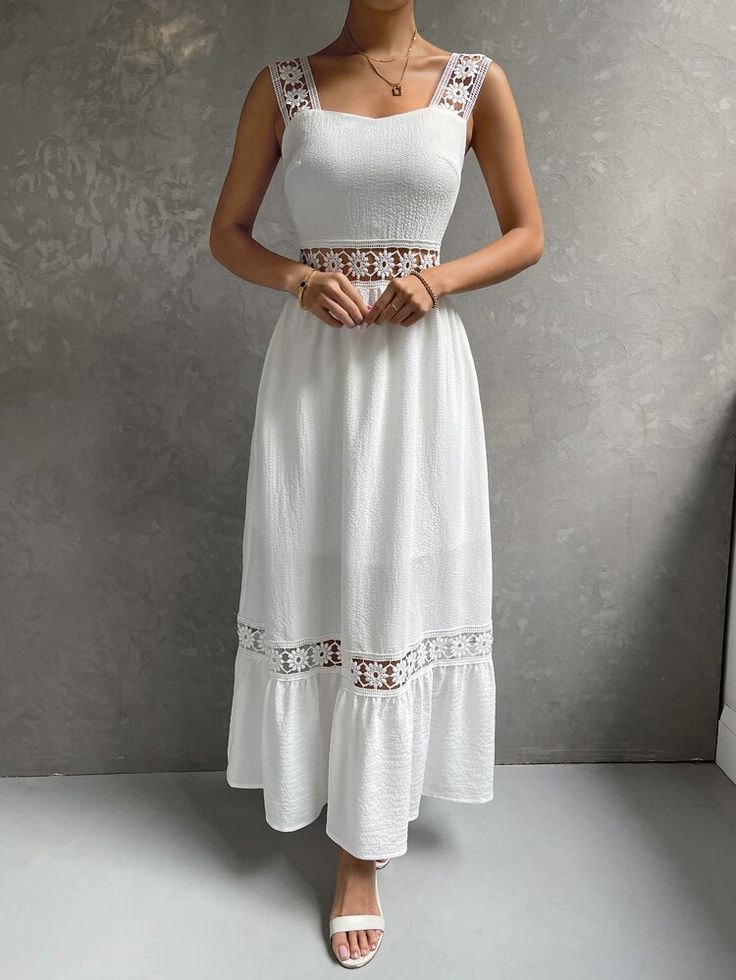 ZELZIS Women’s White Crepe & Lace Strapless Midi Dress | Sleeveless Solid Party & Evening Dress