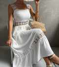 ZELZIS Women’s White Crepe & Lace Strapless Midi Dress | Sleeveless Solid Party & Evening Dress