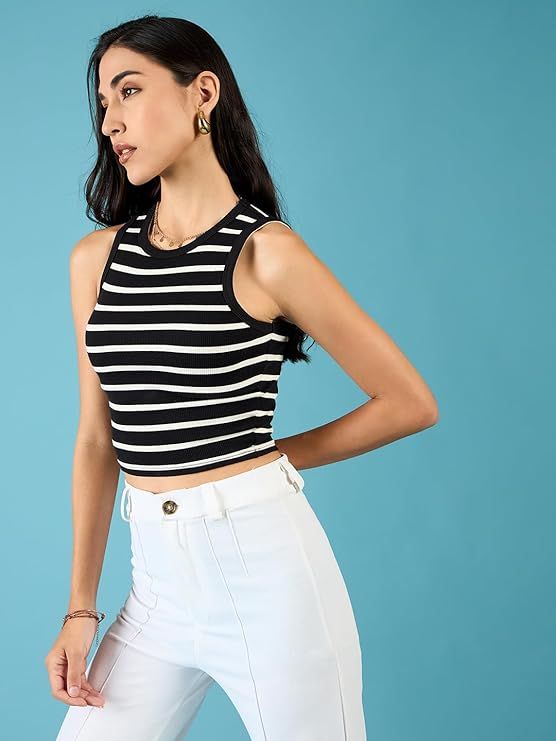 Women’s Striped Cotton Tank Top | Sleeveless Casual Summer Top | Trendy Western Wear