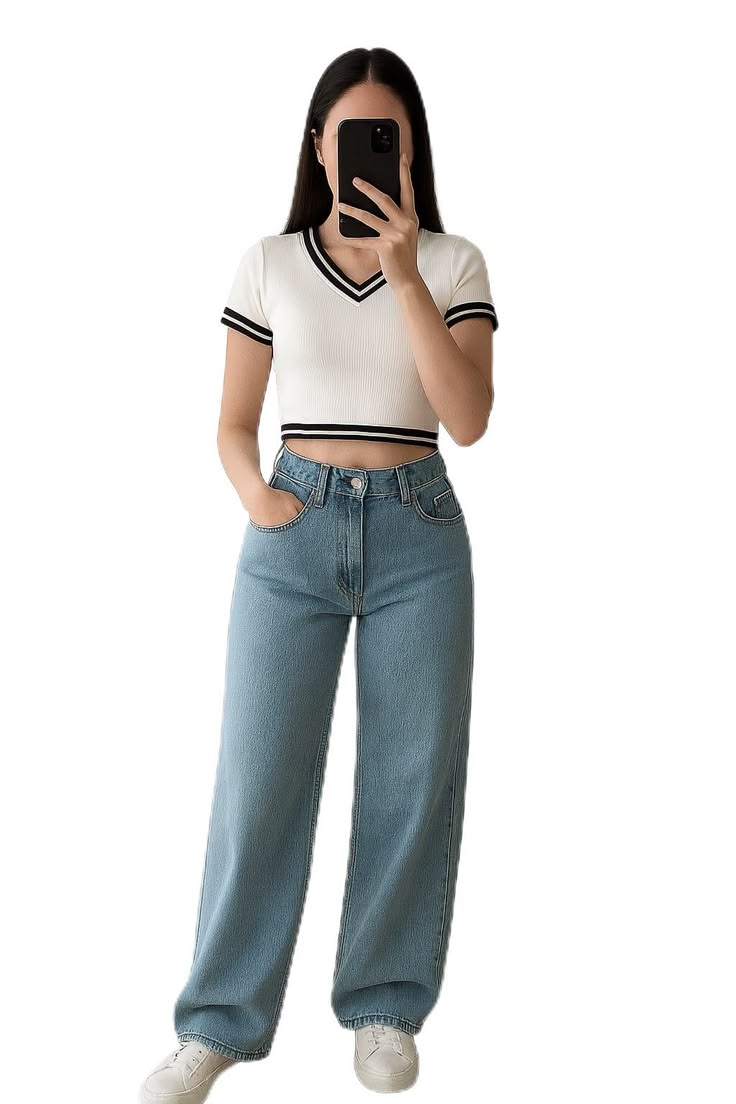 Women’s Ribbed V-Neck Crop Top | Short Sleeve Contrast Trim Cotton Top | Trendy Casual Western Wear