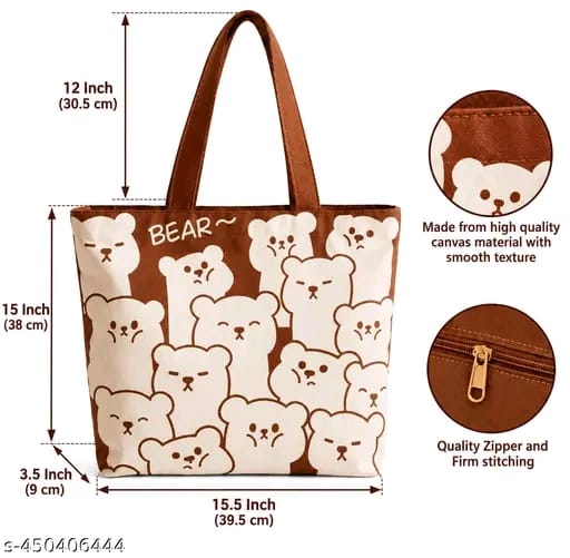 Women’s Printed Canvas Tote Bag | Stylish Shoulder & Shopping Bag | Spacious Casual Handbag