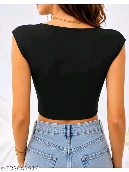 Women’s Black Lycra Tank Top | Sleeveless Solid Casual Top | Trendy Western & Everyday Wear