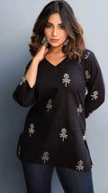 Women's Floral Short Kurti | Rayon 3/4 Sleeve Stylish Kurti for Girls & Women | Casual Ethnic Wear
