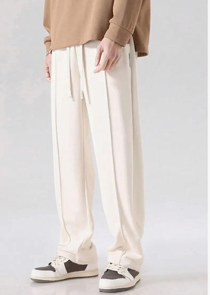 Men’s Beige Stretchable Track Pants | Polyester Colorblocked Loose Fit Joggers | Casual Sports Lower