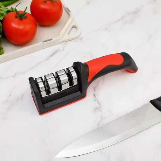 Premium 3-Stage Knife Sharpener | Non-Slip Base & Ergonomic Handle | Kitchen Sharpener for Knives & Scissors