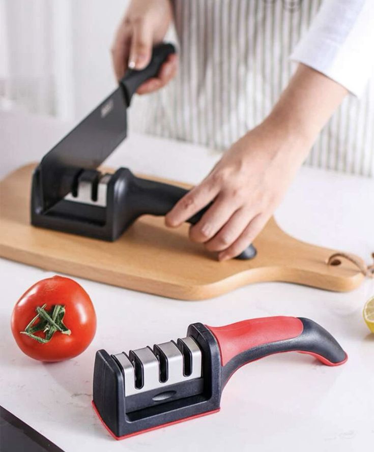 Premium 3-Stage Knife Sharpener | Non-Slip Base & Ergonomic Handle | Kitchen Sharpener for Knives & Scissors