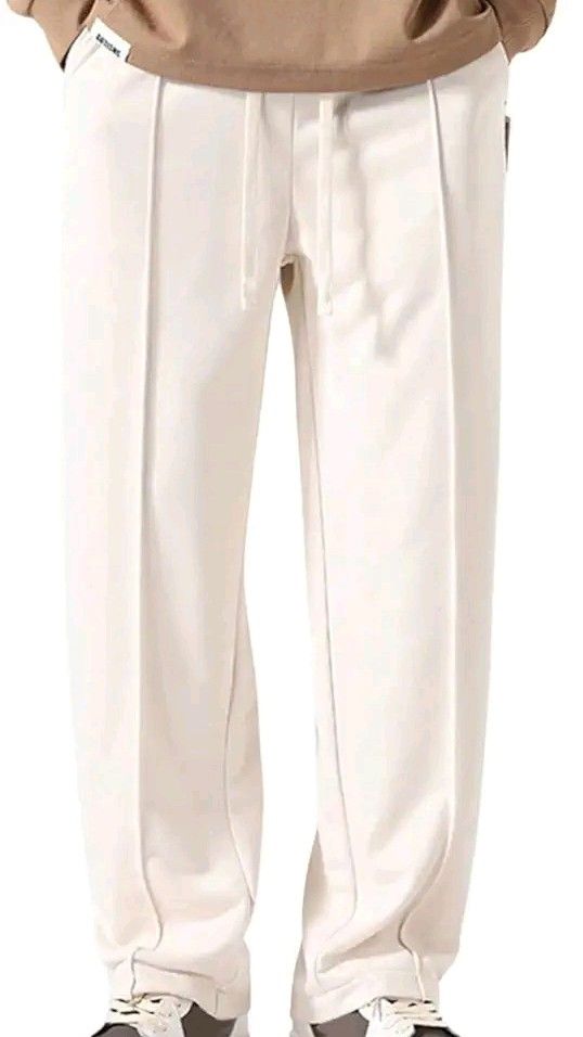 Men’s Beige Stretchable Track Pants | Polyester Colorblocked Loose Fit Joggers | Casual Sports Lower