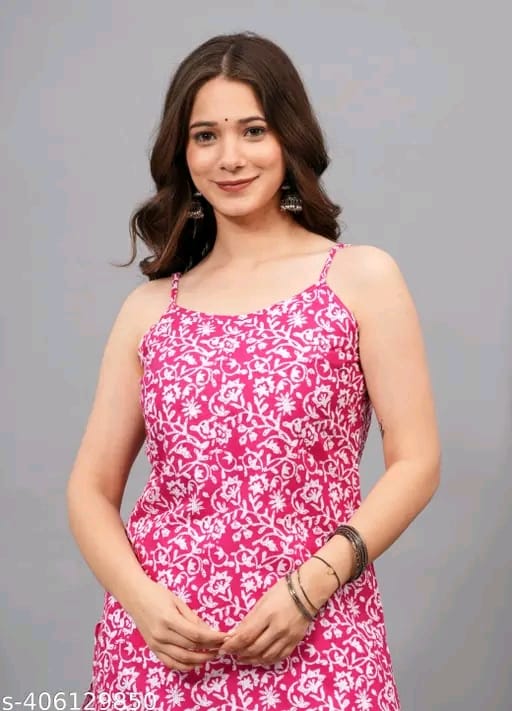 Women’s Printed Rayon Sharara Set | Sleeveless Kurta with Palazzo Bottom | Elegant Ethnic & Festive Wear